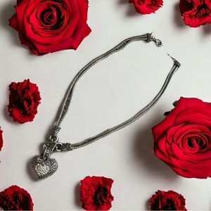 Lia Sophia heart 2 strand statement necklace